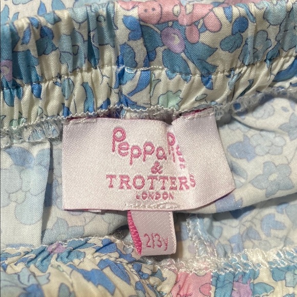 Trotters Floral Pajama Bottoms Toddler 2/3 Peppa Pig Blue Floral - Picture 2 of 5